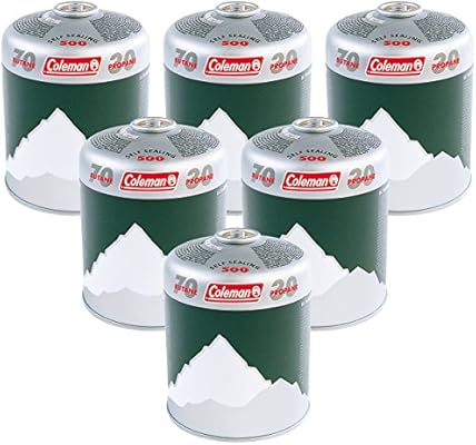 Coleman 6 x C500 Performance Screw On Gas Cartridge, Pack of 6, for Camping Stoves, Compact and Resealable Canister