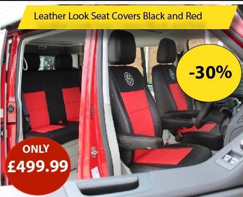 Premium Leather Look Seat Covers For Vw California Ocean Red Black
