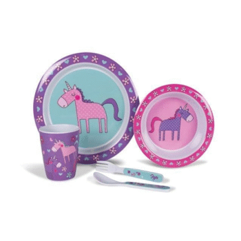Kampa Unicorns 4 Piece Childrens Dinner Set