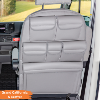 Brandrup Cabin Seat Storage for VW Grand California & VW Crafter (2017+) - Grey Leather Palladium (6 Pockets)