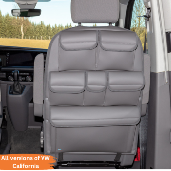 Brandrup Cabin Seat Storage Utility For VW California T5/T6/T6.1 & Ford Nugget - Grey Leather Palladium (6 Pockets)