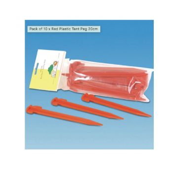 Pack of 10 x Red Plastic Tent Peg 20cm