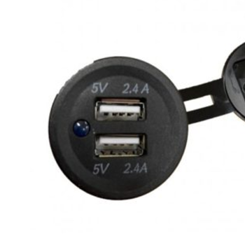 Powerpart C-Line Double USB Electrical Socket Port - 2.4a & 2.4a - Black