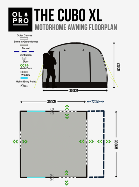 OLPRO Cubo XL Drive Away Awning Campervan Motorhome