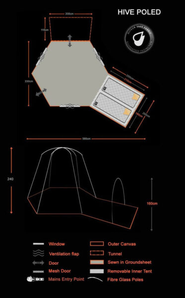 OLPRO Hive Poled Campervan Drive Away Awning with Sleeping Pod