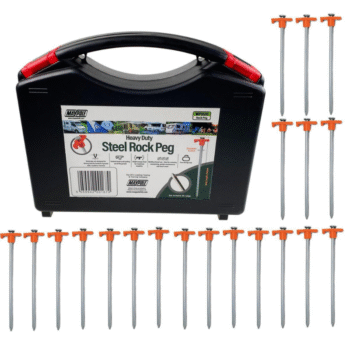 Maypole Heavy Duty Steel Rock Pegs - Inc Storage Box (Pack of 20)