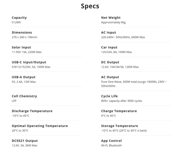 ECOFLOW River 2 Max Portable Power Station 500W 512Wh Outdoor Solar Generator