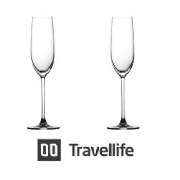 Travellife Feria Champagne Clear Plastic Camping Flute Glass - Clear x 2