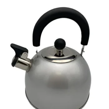 Whistling Campact Gas Kettle with Folding Handle - 1.6 Litre - Silver / Chrome
