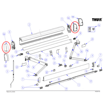 Thule 4200 Wind-Out Awning Replacement End Caps (3.5m - 4.5m) - Anthracite, White or Anodised
