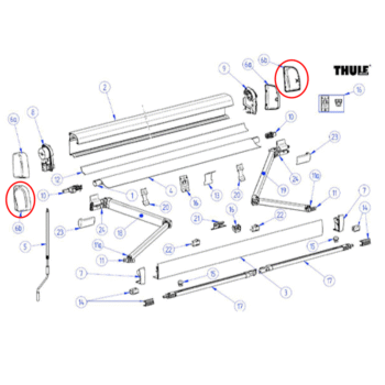 Thule 4200 Wind-Out Awning Replacement End Caps - Anthracite, White or Anodised (2.6m - 3m Version)